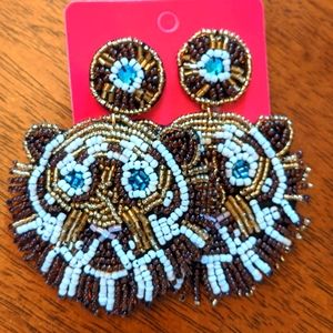 Tiger beaded earrings! Lightweight!